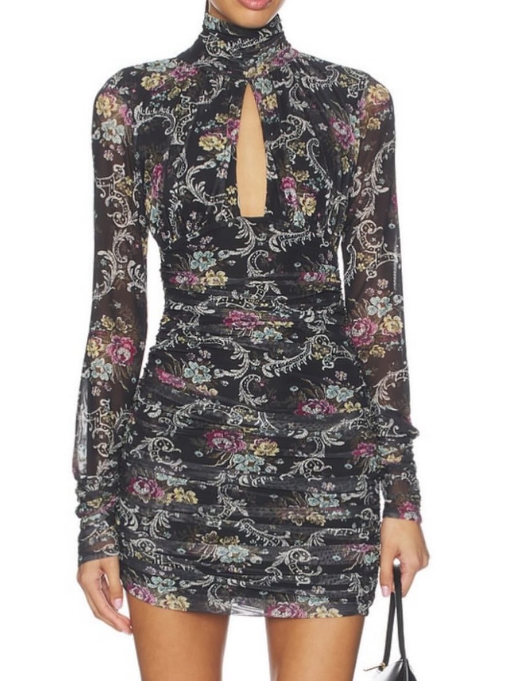 Eliya Long-Sleeve Ruched Mini Dress